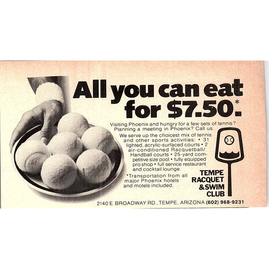 Tempe Racquet & Swim Club Arizona 1977 Ad AF3-M1