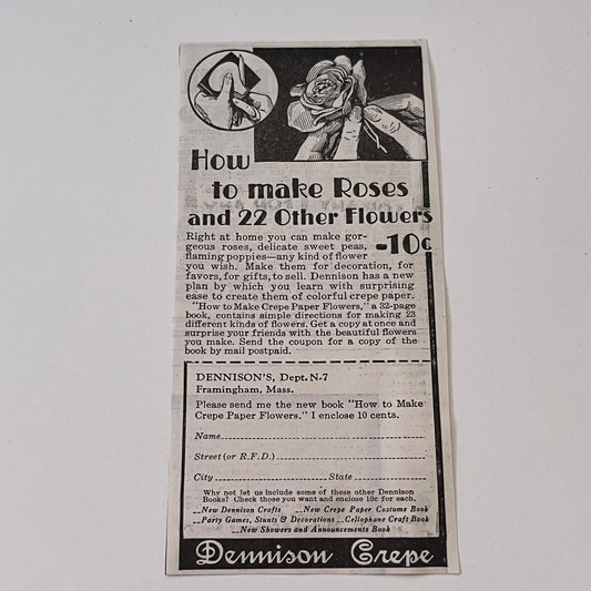Dennison's Dennison Crepe Framingham MA 1936 Ad SAG4-M4
