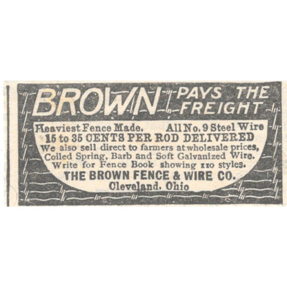 The Brown Fence & Wire Co Cleveland Ohio 1905 Magazine Ad AF1-NES2