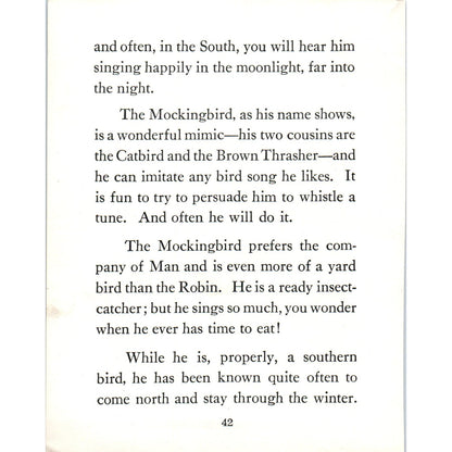 Mocking Bird Mockingbird 4.5x.6.25" Allan Brooks 1934 Bird Book Print AF1-BB