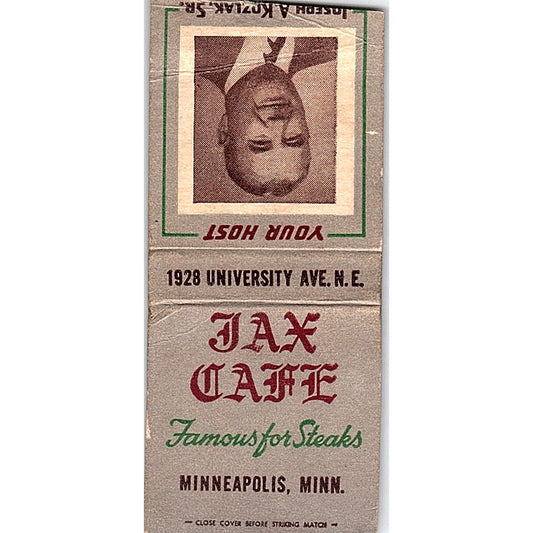 Jax Cafe Joseph A. Kozlak Sr. Minneapolis MN Vintage Matchbook Cover SF3-Y3