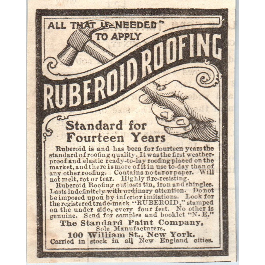 Ruberoid Roofing Standard Paint Company NY 1905 Magazine Ad AF1-NH2