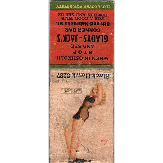 Gladys-Jack's Corner Bar 8th & Nebraska St Oshkosh Pinup Matchbook Cover SF3-Y8