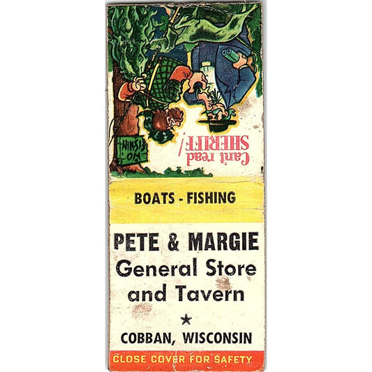 Pete & Margie General Store and Tavern Cobban WI Vintage Matchbook Cover SF3-Y9