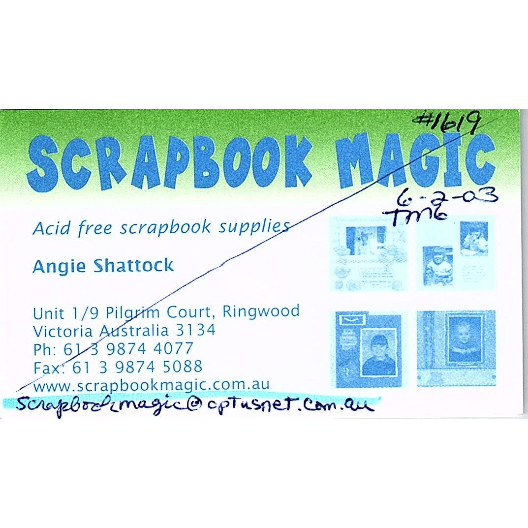 Scrapbook Magic Angie Shattock Victoria Australia Vintage Business Card SC9-B9