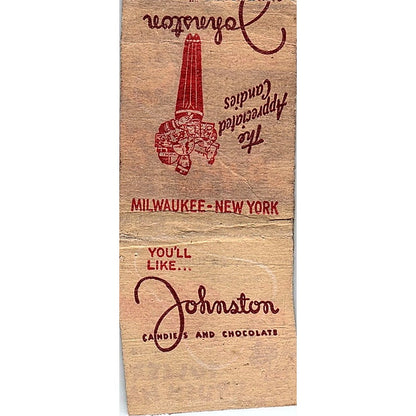 Johnston - The Appreciated Candies - Milwaukee Vintage Matchbook Cover SF3-Y2