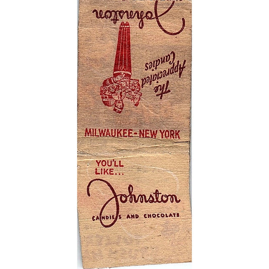 Johnston - The Appreciated Candies - Milwaukee Vintage Matchbook Cover SF3-Y2