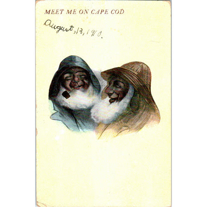 1910 Meet Me on Cape Cod Seamen With Long Beards Vintage Postcard PD1
