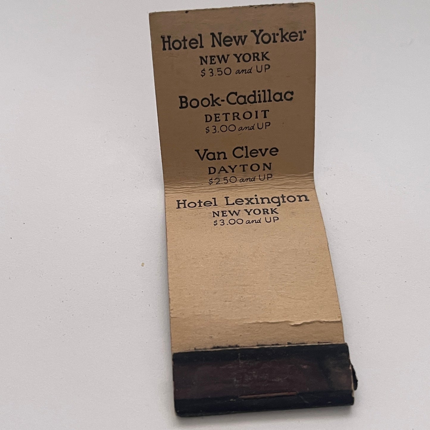 Ralph Hitz Hotels New York Detroit Dayton Vintage Matchbook Cover TB8-MB-2