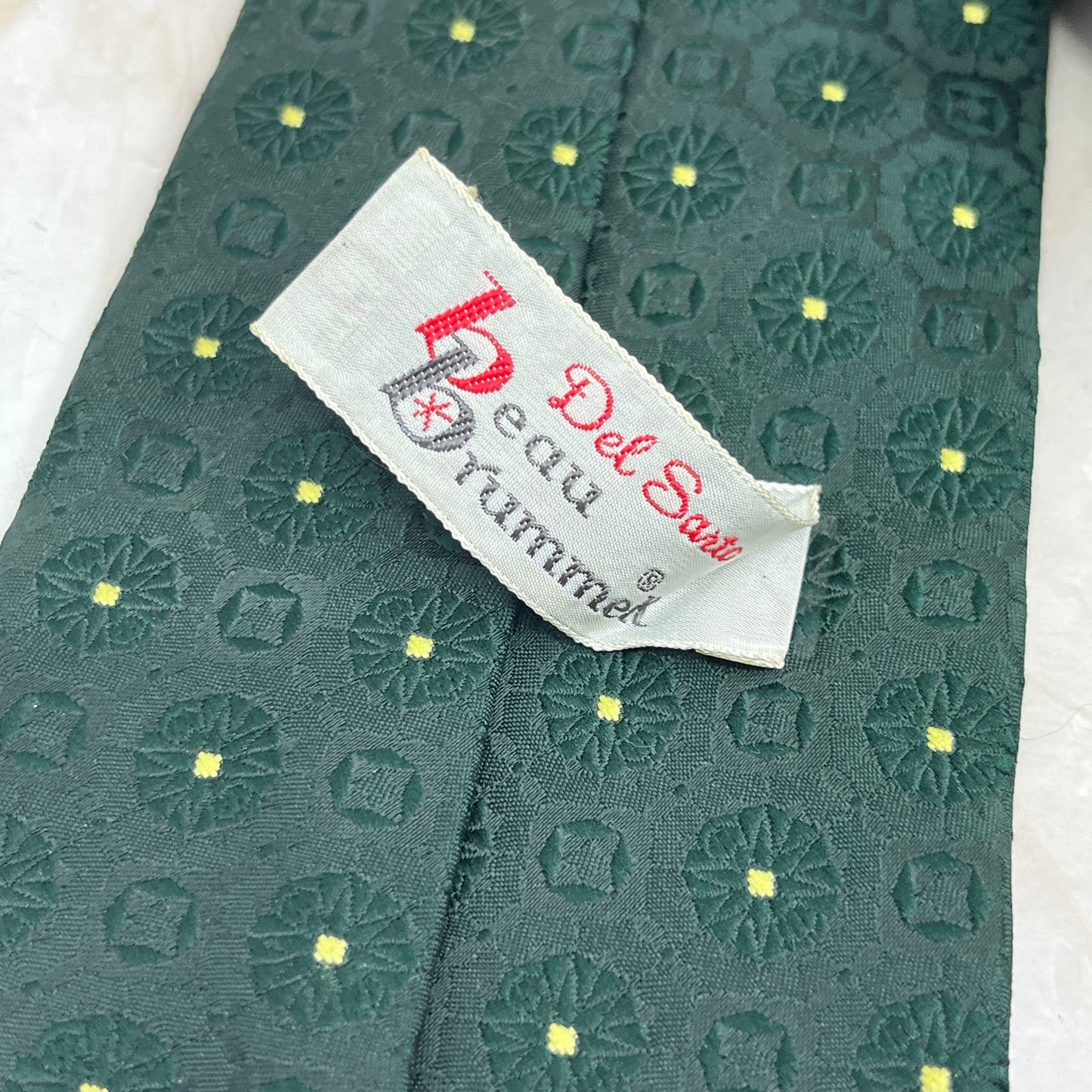 Retro Men's Del Sato Beau Brummell Polyester Green Necktie Tie TJ4-T2