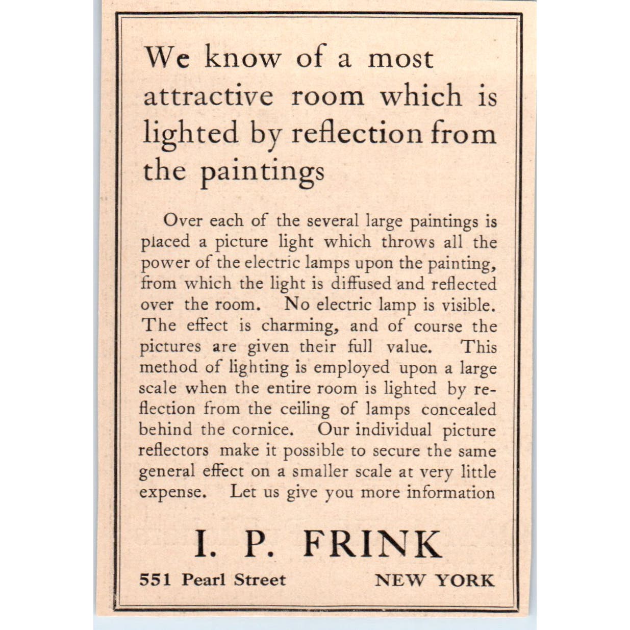 Painting Frames I.P. Frink New York c1905 Victorian Ad AE9-MA6