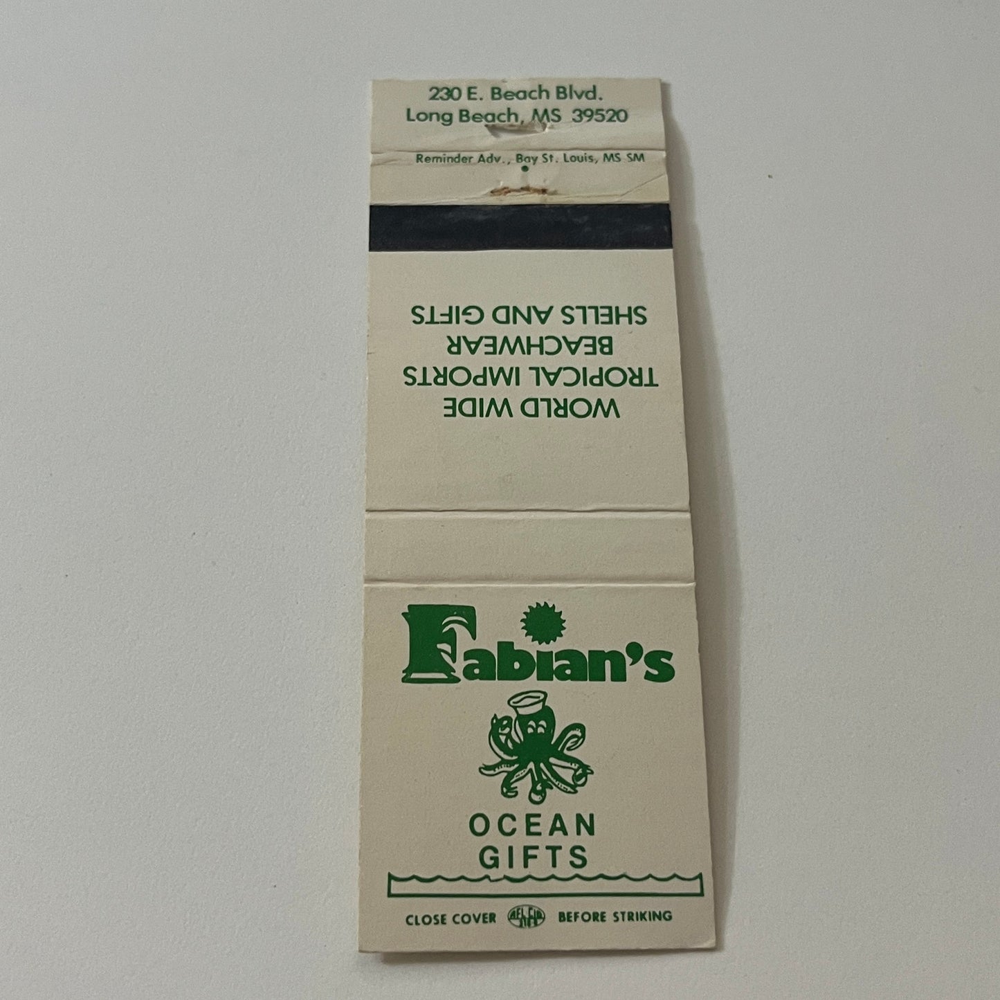 Fabians Ocean Gifts Long Beach CA Vintage Matchbook Cover MB59-4