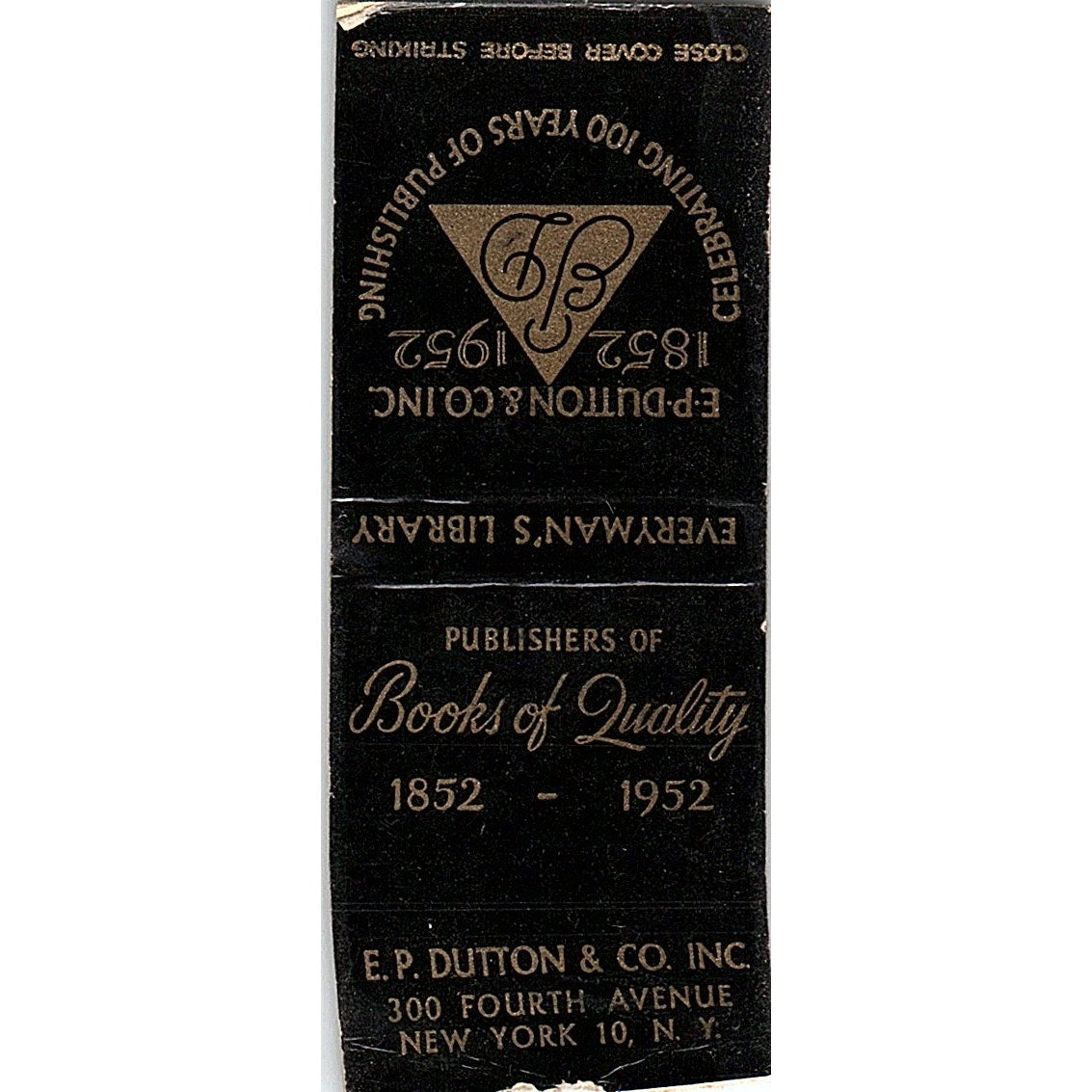 E.P. Dutton & Co Inc Publishing NY Vintage Matchbook Cover SC7-Y1