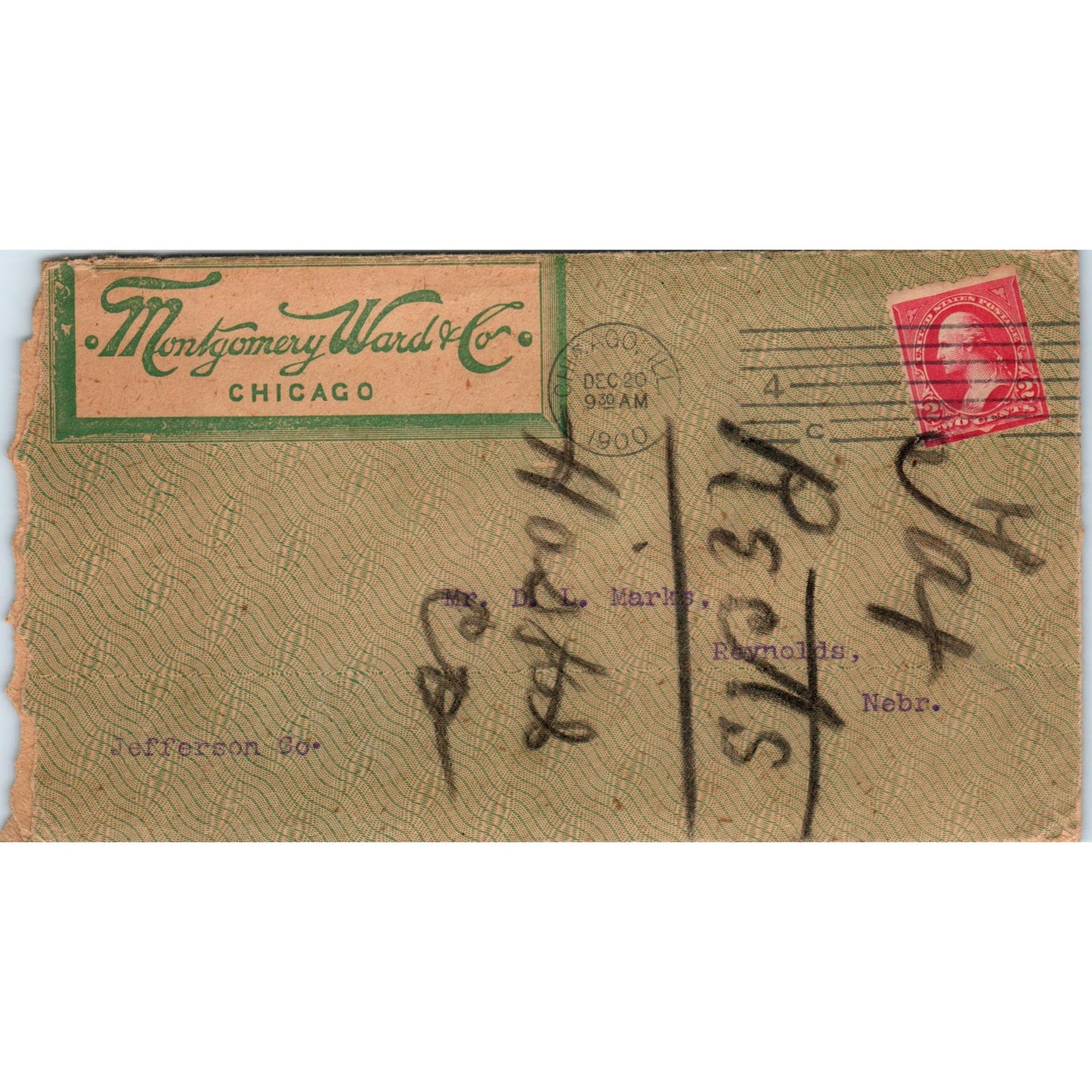 1900 Montgomery Ward Co Envelope Chicago IL AD8-R3