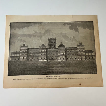 Solomon's Temple and Bird's Eye View of the Holy Land 1892 Bible Engraving SV1-6