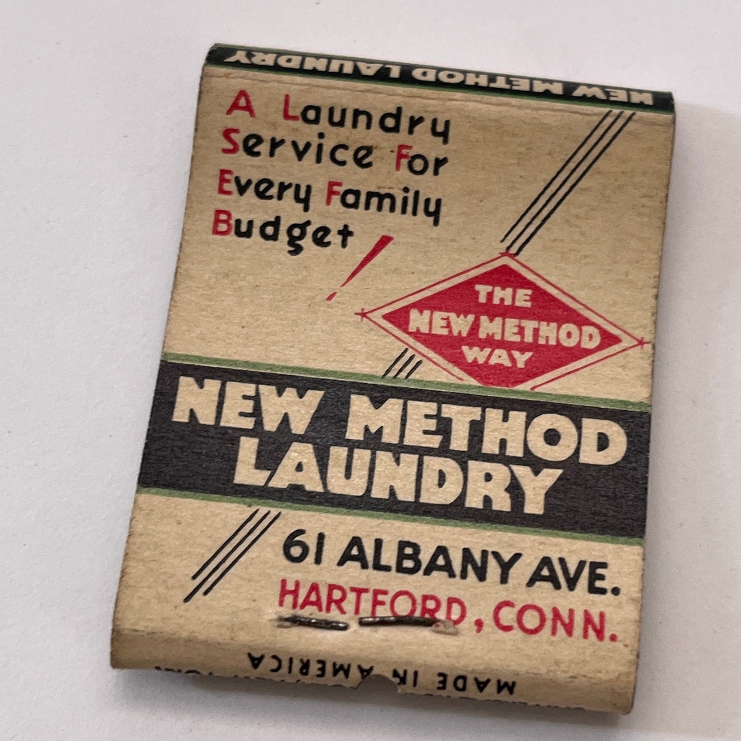 New Method Laundry 61 Albany Ave Hartford Zoric Process Matchbook TB6-MB1-7