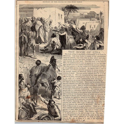 The Books of Ezra and Nehemiah 1892 Bible Engraving SAG4-9