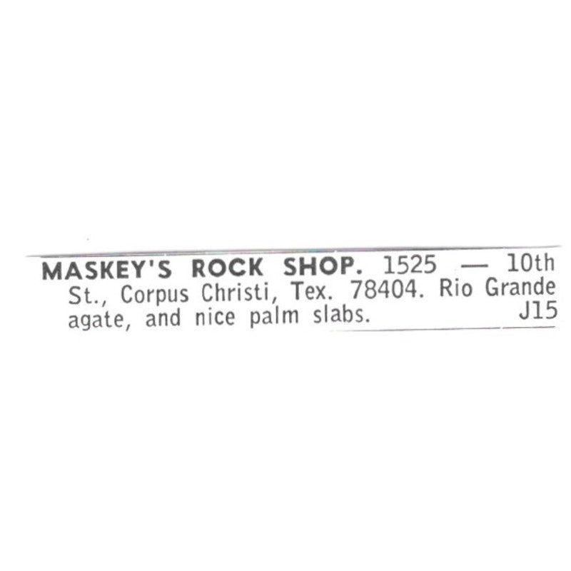 Maskey's Rock Shop Corpus Christi Texas 1972 Ad AF8-S14