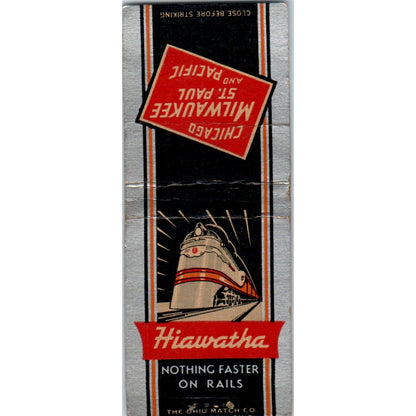 Chicago Milwaukee St Paul & Pacific RR Hiawatha Vintage Matchbook Cover SF4-Y5