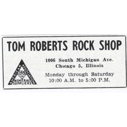 Tom Roberts Rock Shop Chicago IL 1964 Magazine Ad AK6-S8