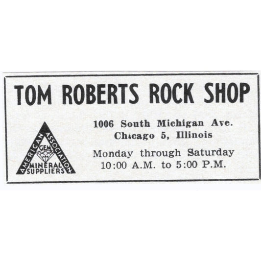 Tom Roberts Rock Shop Chicago IL 1964 Magazine Ad AK6-S8