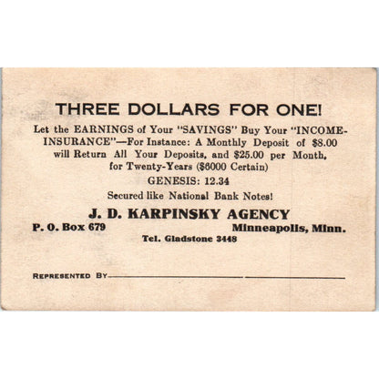 J.D. Karpinsky Agency Minneapolis MN Advertising Business Card AB9