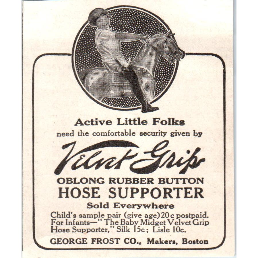 Velvet Grip Hose Supporter George Frost Co Boston 1918 Magazine Ad AF1-SS1
