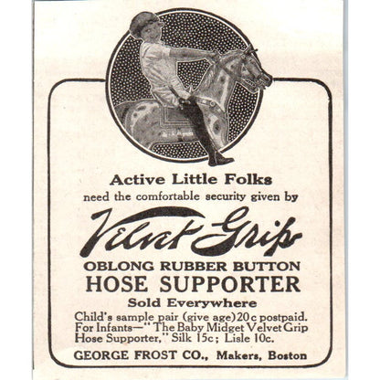Velvet Grip Hose Supporter George Frost Co Boston 1918 Magazine Ad AF1-SS1