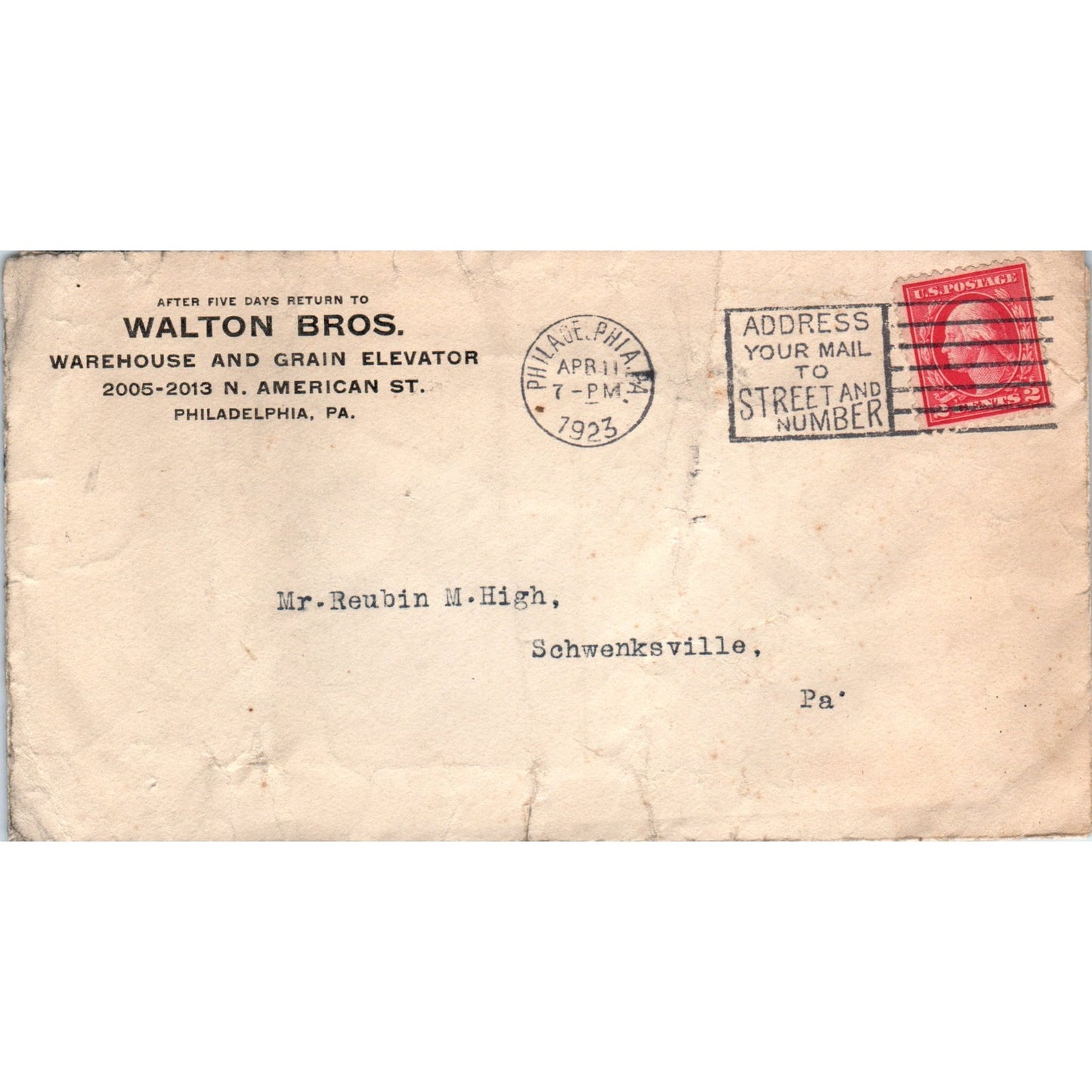 1922 John C. Winston Co Book & Bible Philadelphia Postal Cover Envelope TI5-PC1