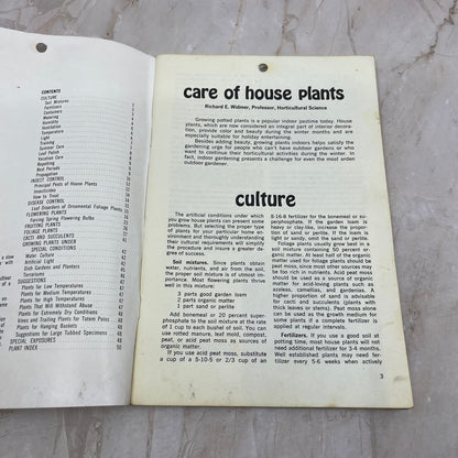 1970 Care of House Plants Magazine University of Minnesota Bulletin TD5