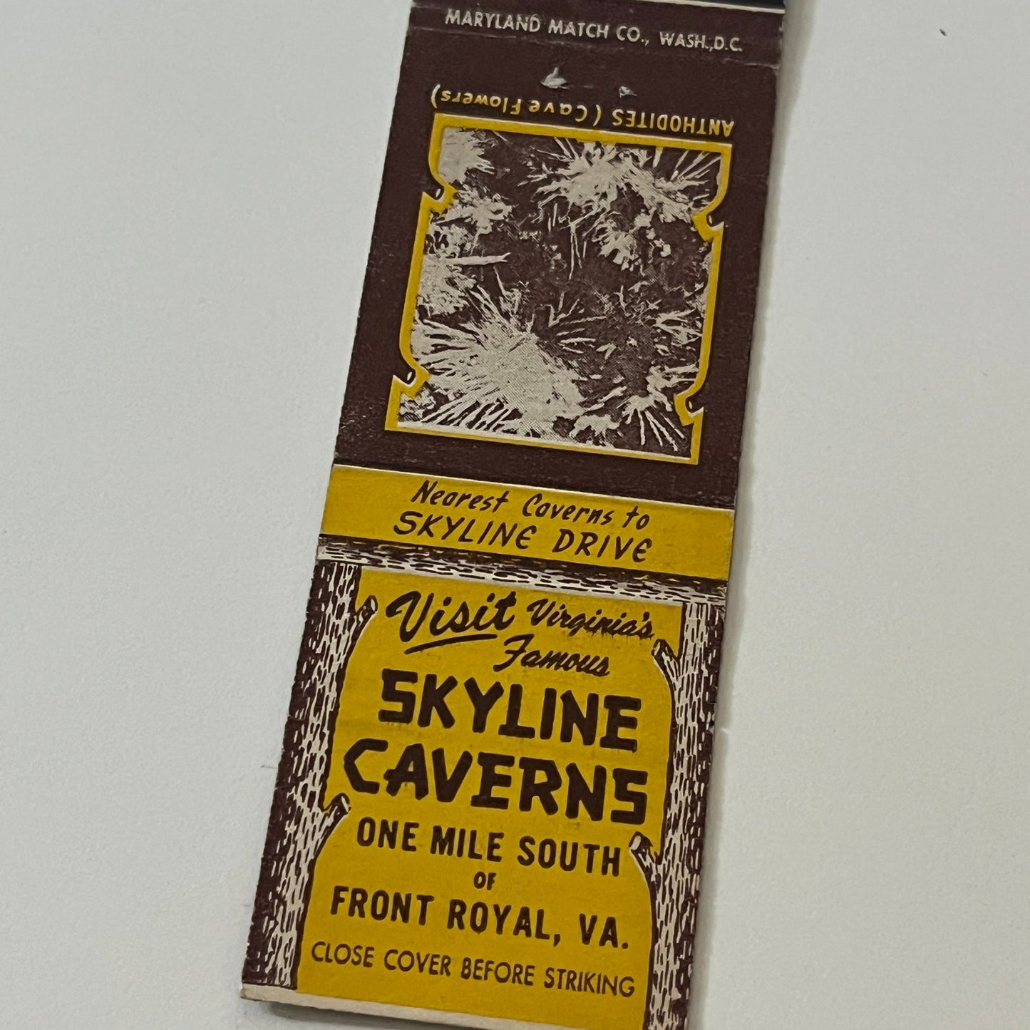 Skyline Caverns Front Royal VA Vintage Matchbook Cover TB6-MB2-5