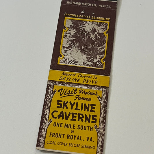 Skyline Caverns Front Royal VA Vintage Matchbook Cover TB6-MB2-5