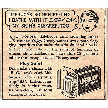 Lifebuoy Health Soap 1935 Newspaper Ad AG6-M3