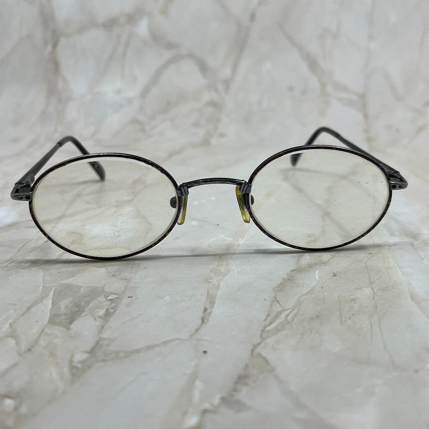 Vintage Oval Purple & Silver Tone Sunglasses Eyeglasses Frames TE9-G2-8