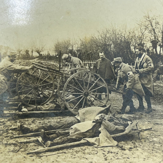 1918 Bois France Arrival of the Dead at Cemetary Postmortem WWI Stereoview TG8-Z