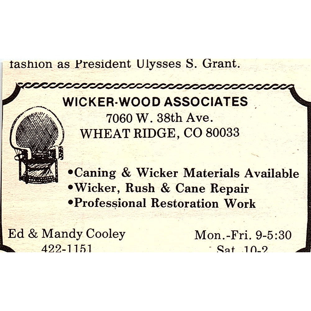 Broadway Terrace Antiques 114 S. Broadway Denver CO 1984 Ad AF9-S1