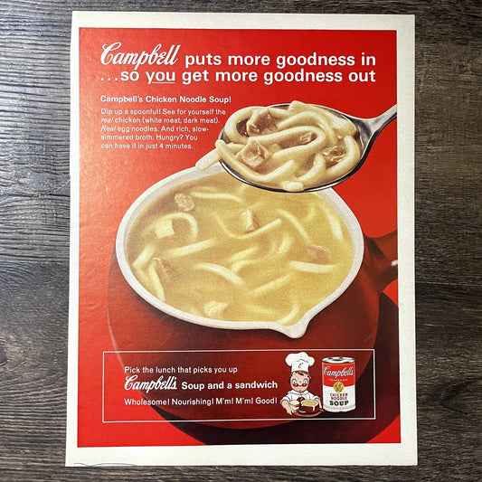 Campbell's Chicken Noodle Soup Vintage Magazine Ad 10x13 V11