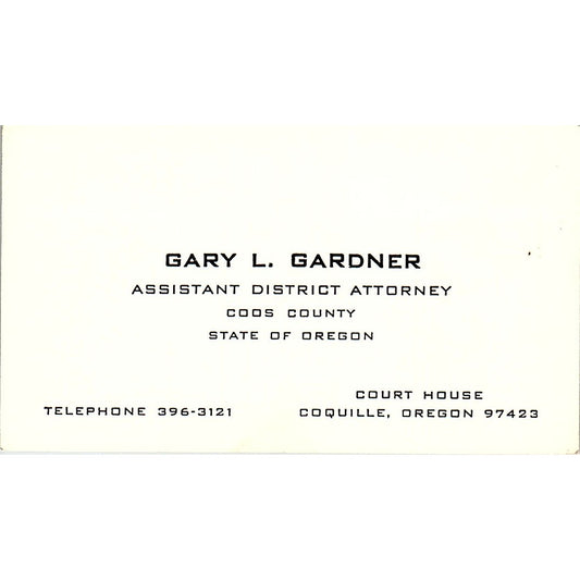 Gary L. Gardner Court House Coquille Oregon Vintage Business Card SF3-B3