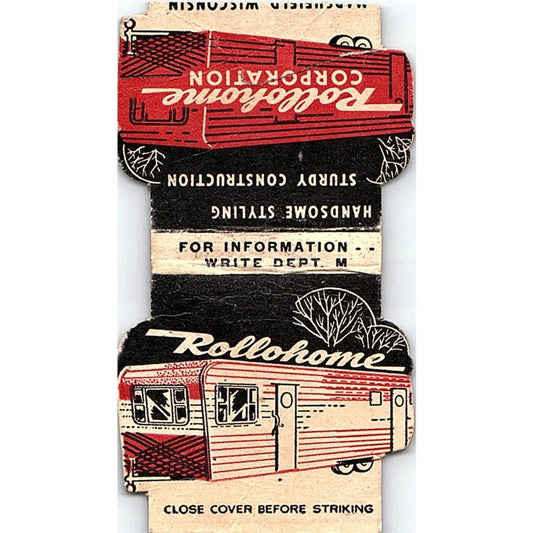 Rollohome Corporation Mobile Home Camper Marshfield WI Matchbook Cover TH2-Y4