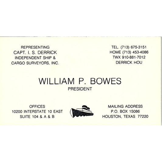 Independent Ship & Cargo Surveyors, Inc. William P. Bowes Houston Card SSB4-B13