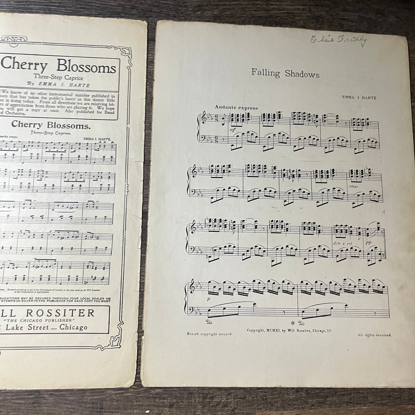 Falling Shadows an Idylle Emma I Harte 1911 Sheet Music V13