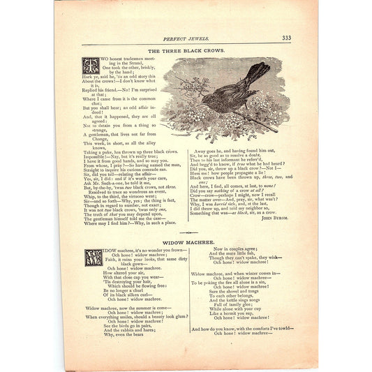 Three Black Crows - John Byrom, Widow Machree - Samuel Lover 1884 Poem TA5-CJ-5