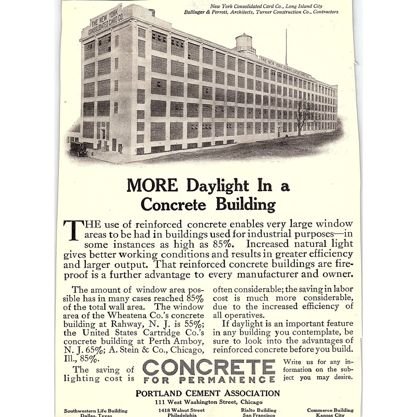 Portland Cement Association Concrete Chicago c1920 Ad AF8-8