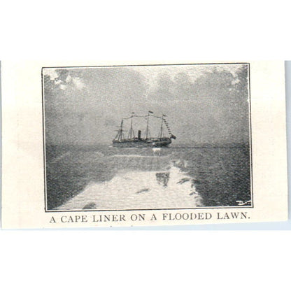 A Cape Liner on a Flooded Lawn 1897 Victorian Print AE9-TS11