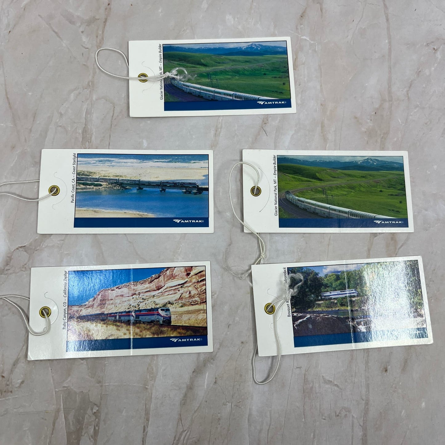 Lot of 5 Vintage Amtrak Luggage Tags Featuring US Tourist Attractions TF5-L3