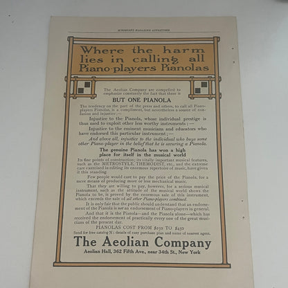 The Weber Piano Company Aeolian New York 2 Page Ad 1908 Clipping J14