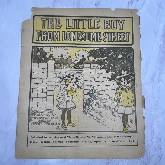 The Little Boy From Lonesome Street Arthur J Lamb 1907 Sheet Music V15