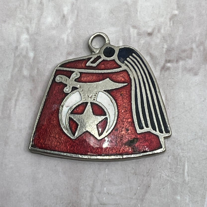1958 Shriner Fez Enamel Knights Templar Masonic Freemason Pendant Charm SE5