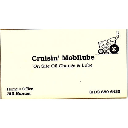 Cruisin' Mobilube Bill Hanam Sacramento Vintage Business Card SD9-B14