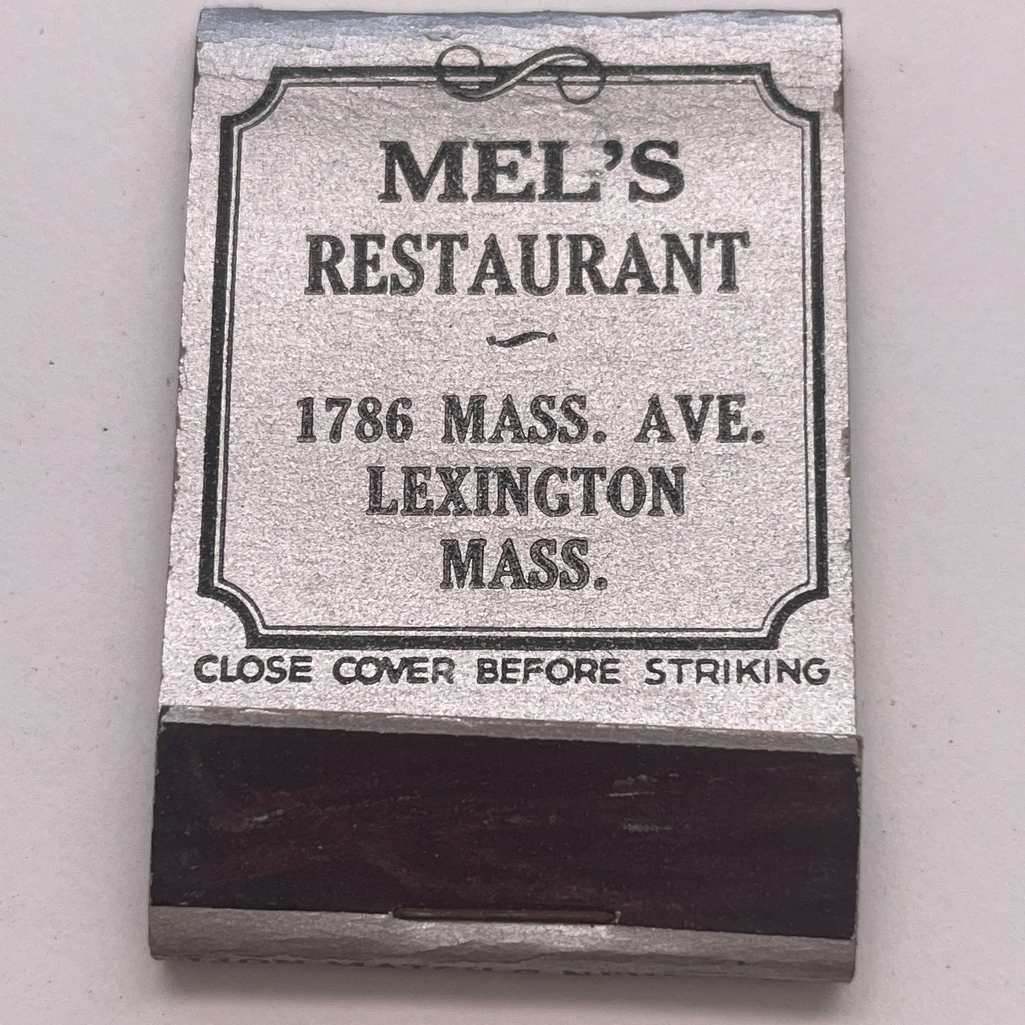 Mel's Restaurant Lexington MA Vintage Matchbook Cover TB8-MB2-9